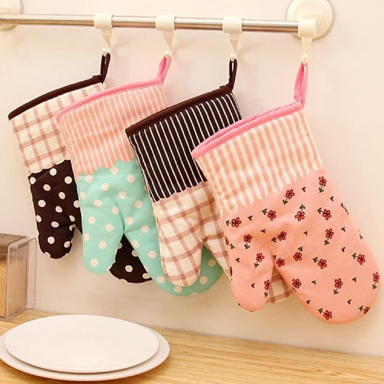 Moufles De Four Anti-chaleur En Coton - Lot De 2, Résistantes à La Chaleur, Pour Four, Micro-ondes, Barbecue